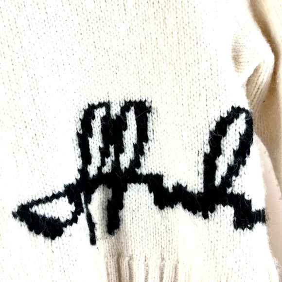 Off-White White Intarsia Big Logo Wool Blend Pullover - Picture 6 of 12